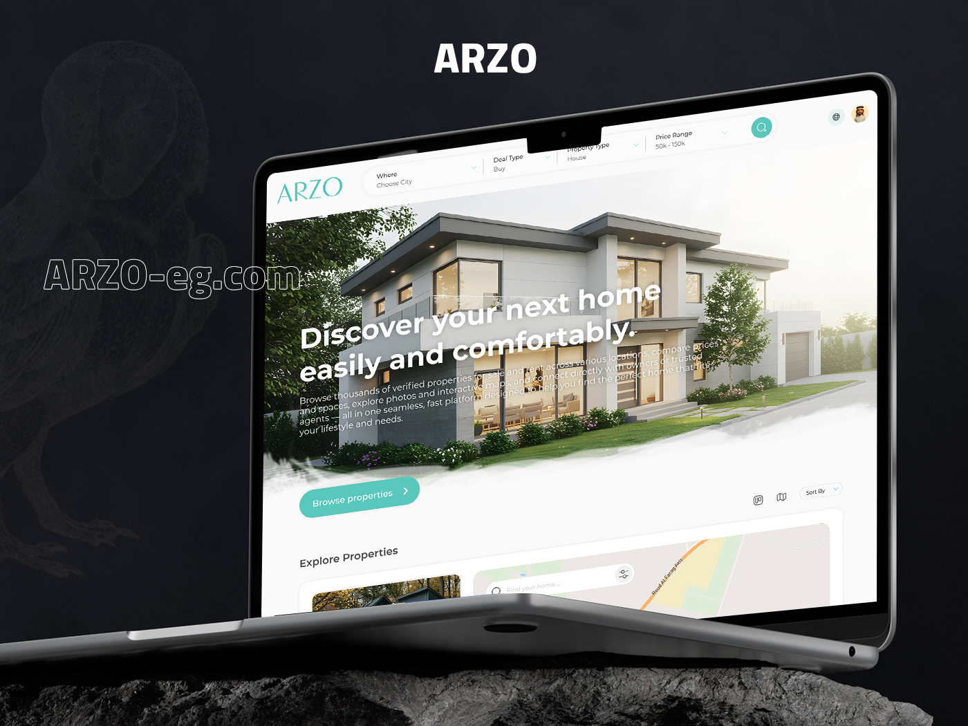 ARZO real estate app — property listing, agent management and reservation platform